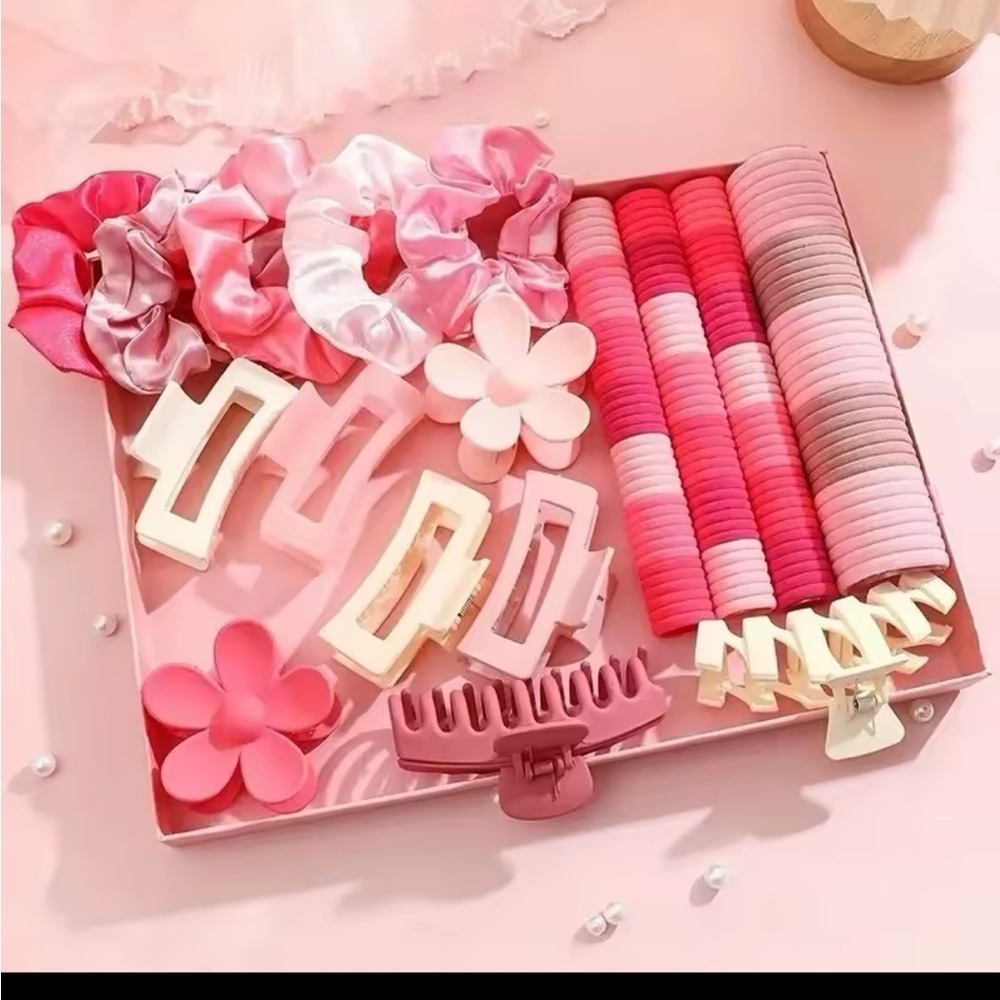 Pink and White Hair Accessories Set for woman & Girls. 53pcs
0202